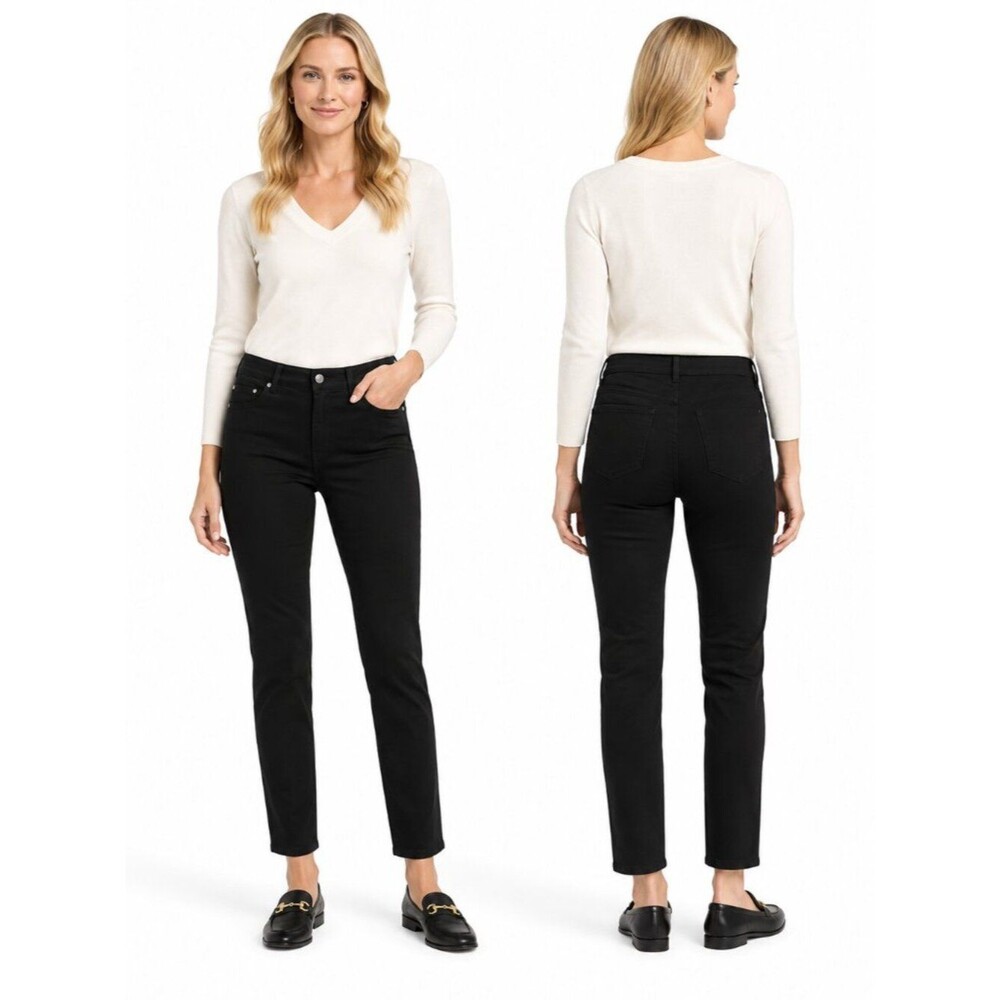 J.McLaughlin Slim Straight Leg Pants Women Black Stretch Classic Size 4 Casual